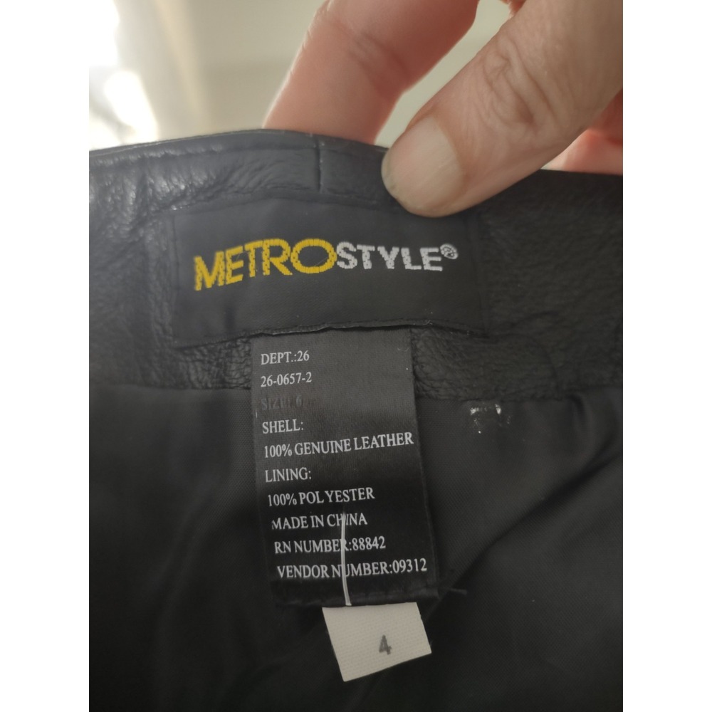 Metrostyle Black Pleated Leather A-line Skirt 4 Grunge Punk Hipster Twee Goth - Picture 2 of 3